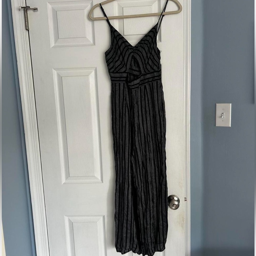 Ecote Black and White Striped Jumpsuit